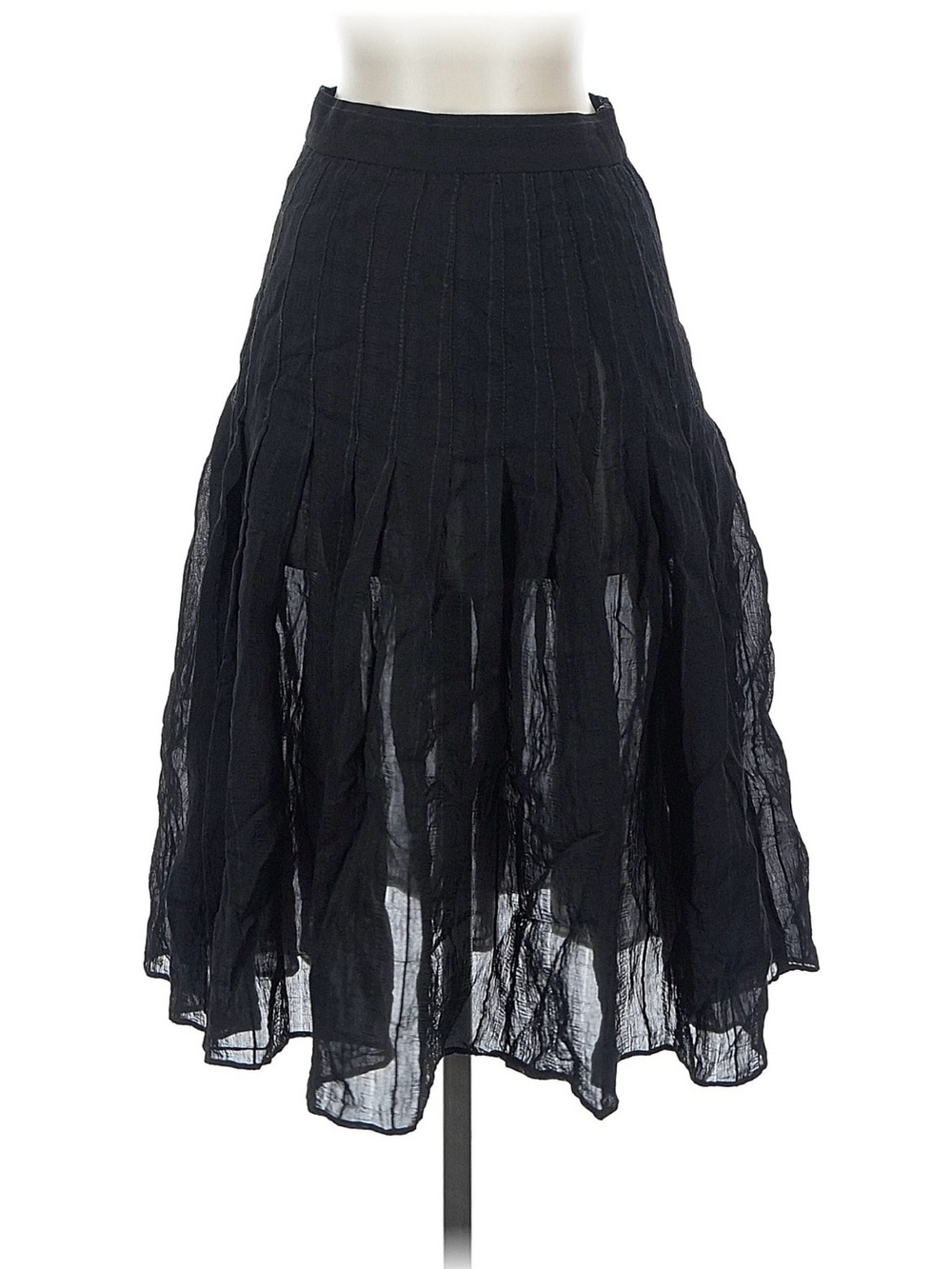 Zara Black A-Line Textured Midi Skirt